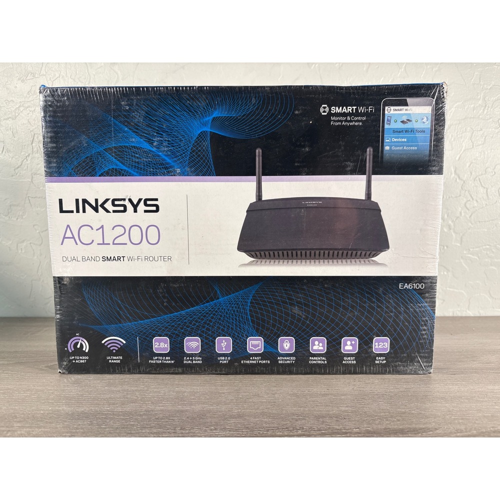Linksys AC1200‎ Dual Band Smart Wi-Fi Router EA6100 New Sealed